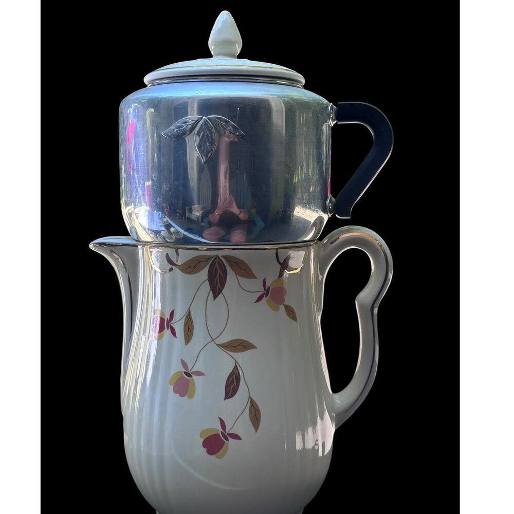 Hall Autumn Leaf Coffee Pot With Matching Aluminum Percolator With Lid Country